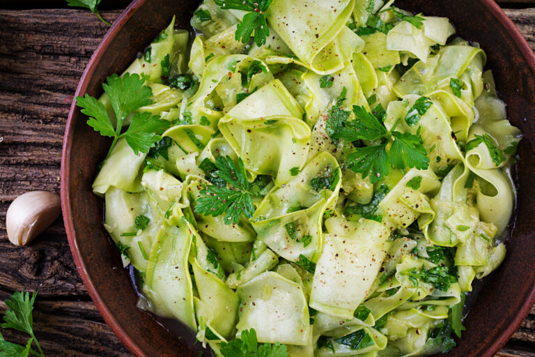 alad of marinated courgette in spices.