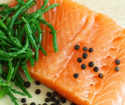 Samphire served next to a piece of fish