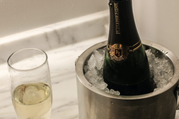 chilled bottle of champagne