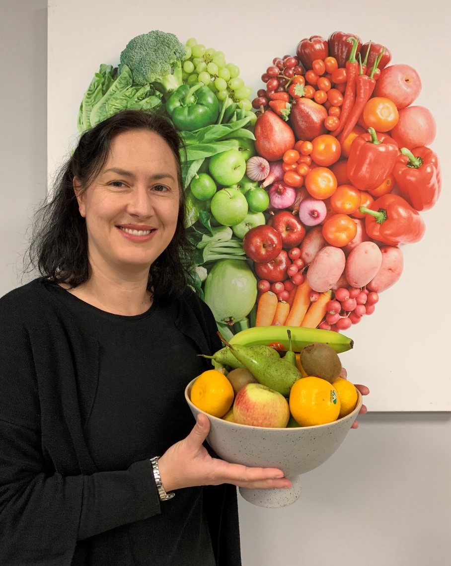 Emma with fruit bowl