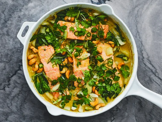 Curry salmon & boy choy coconut curry