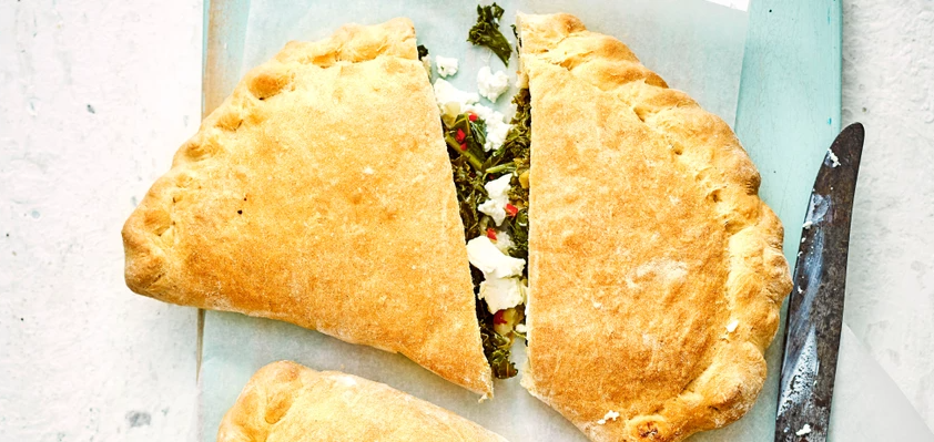 calzone sliced in half