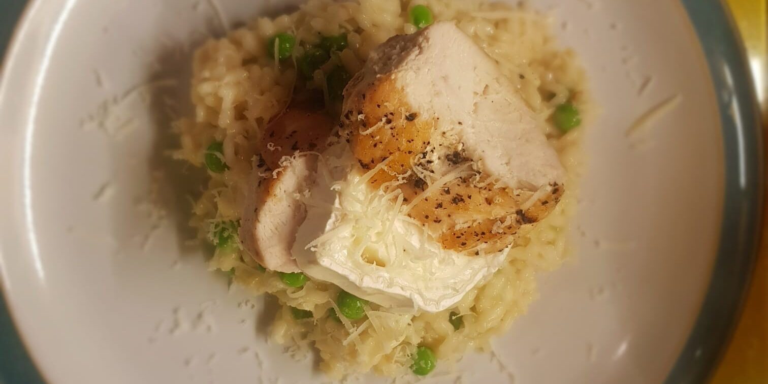 Pan fried chicken and risotto Pan fried chicken and risotto