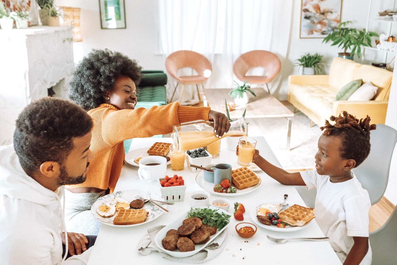 Family eating dinner