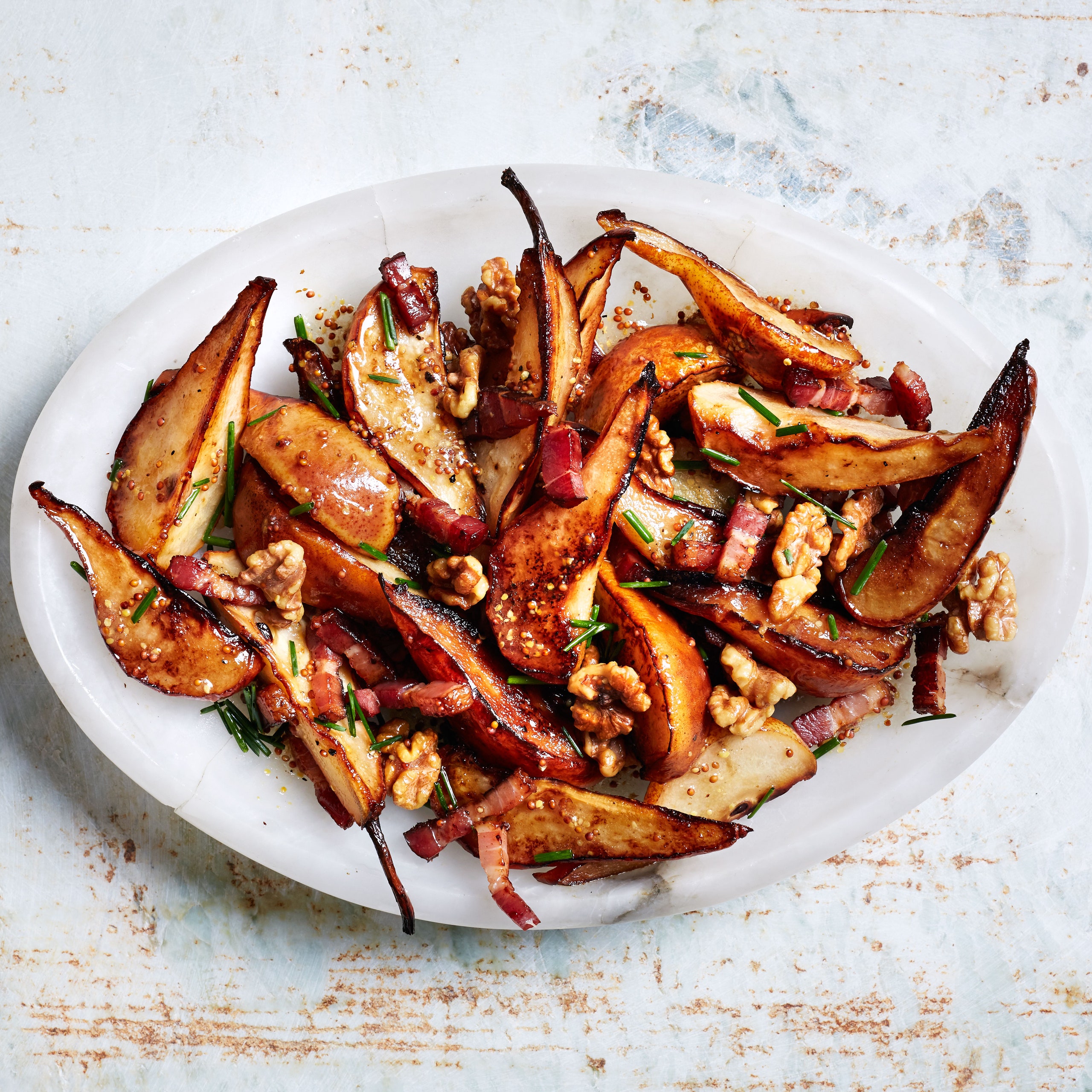 sauteed-pears-with-bacon-and-mustard-dressing1