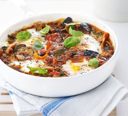 Ratatouille with poached eggs