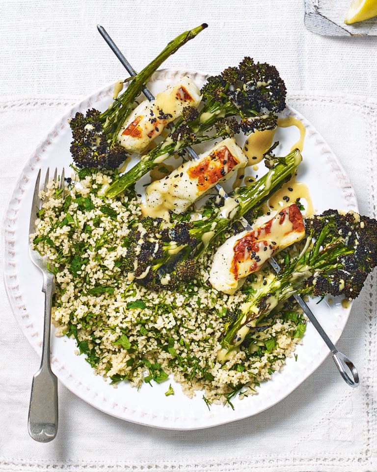 halloumi broccoli skewers