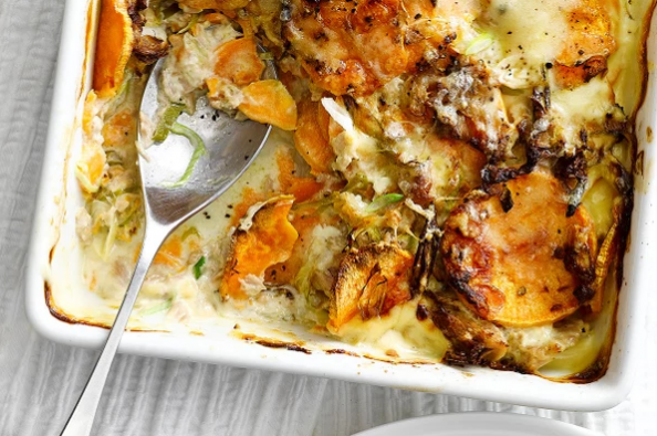Sweet potato and tuna bake
