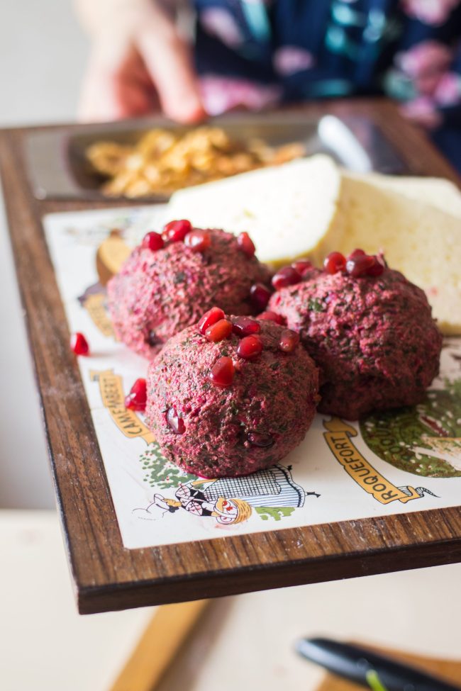 Pkhali balls – traditional Georgian food of chopped vegetables.