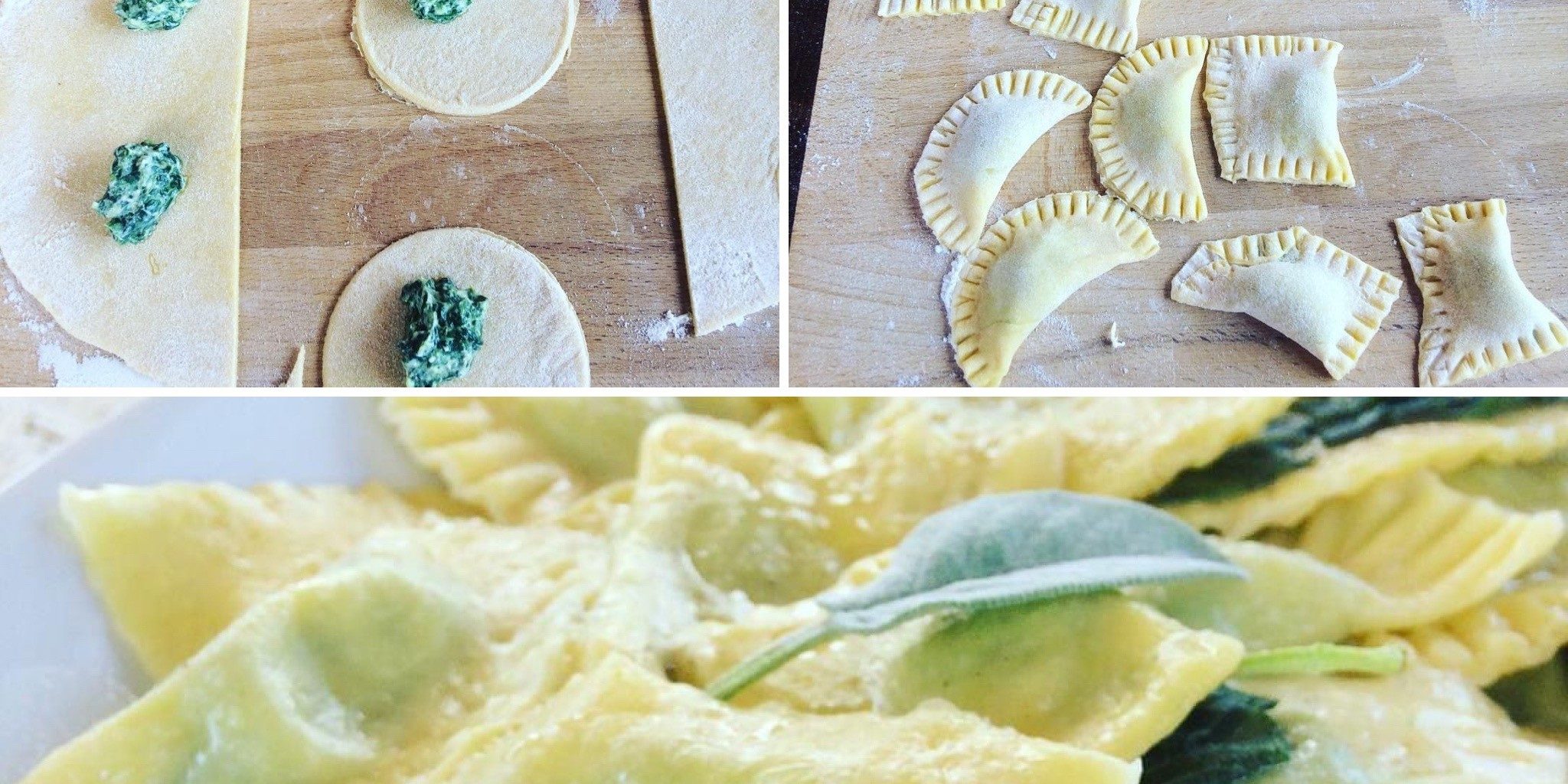 Spinach and Ricotta ravioli with sage butter