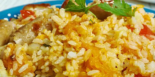 Sausage  squash risotto