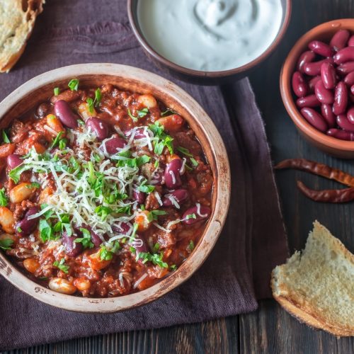 Bowl of chili con carne