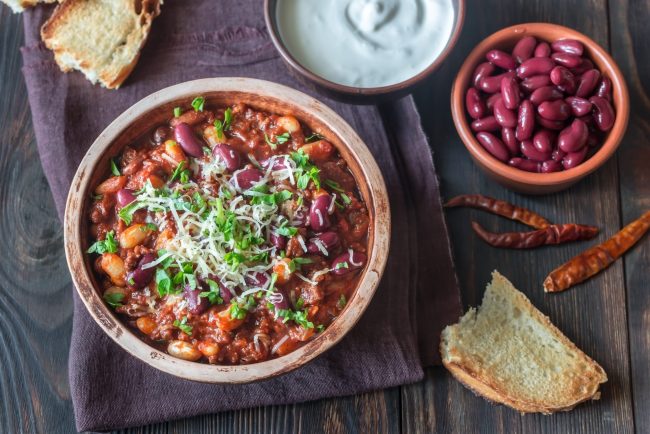 Bowl of chili con carne