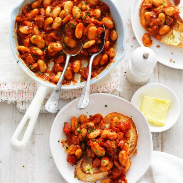 Smoky Butter beans with tomato and chorizo