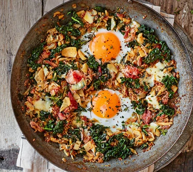 celeriac hash with duck eggs