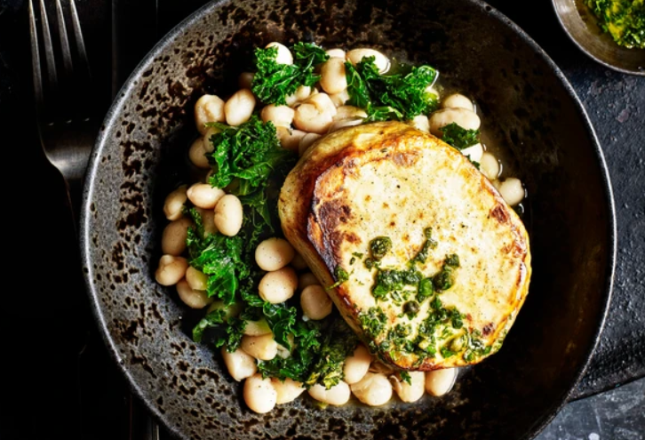 celeriac steak with salsa verde