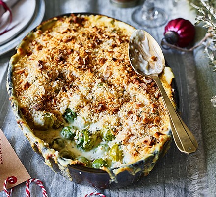 Cheeesy sprout gratin