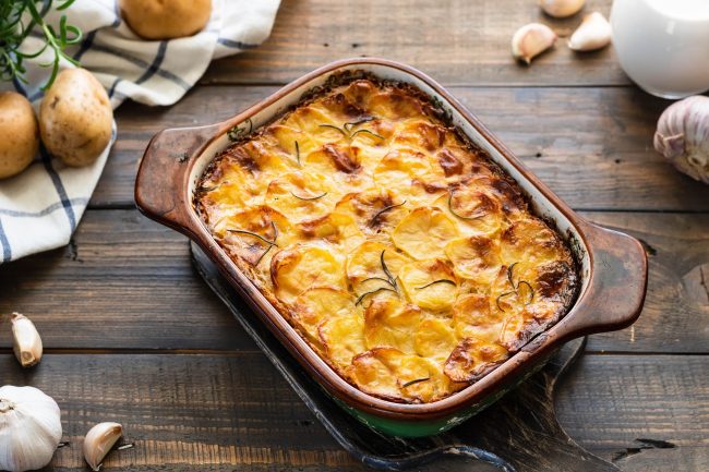 Potato casserole with garlic and rosemary