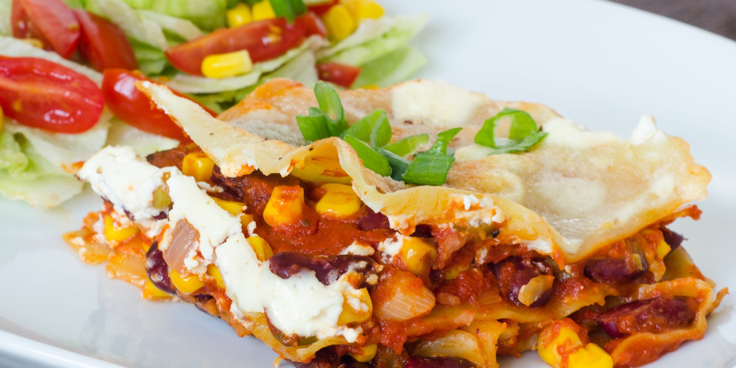 Vegetable Lasagna with beans and corn