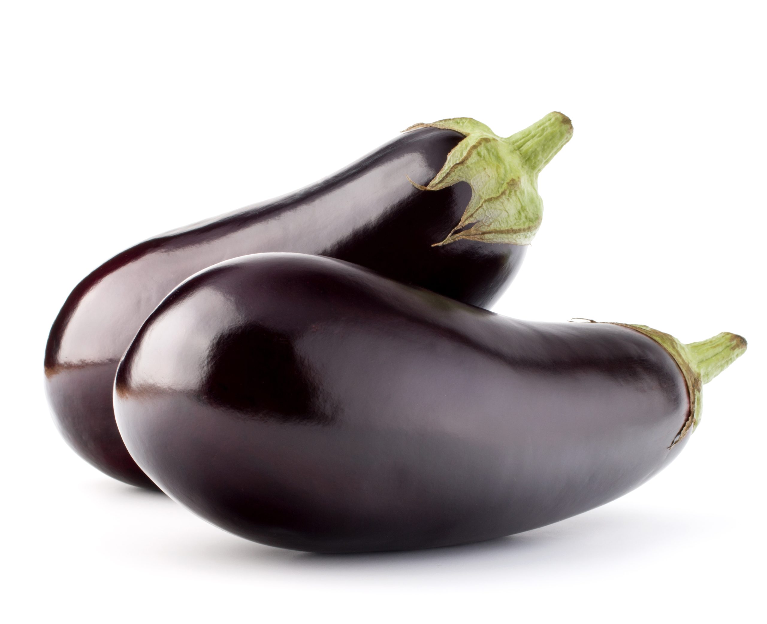 Eggplant or aubergine vegetable isolated on white background cut