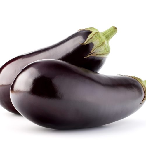 Eggplant or aubergine vegetable isolated on white background cutout