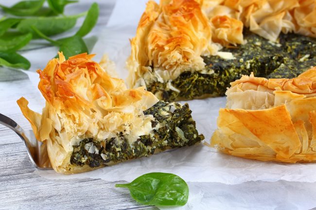 golden crust hot greek spinach pie
