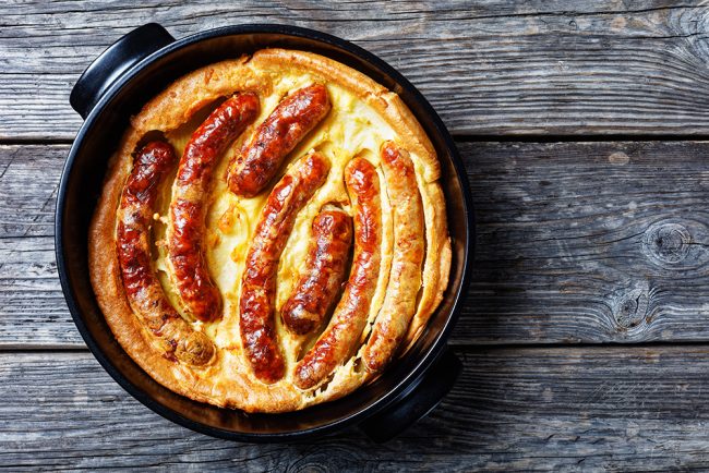 Toad in the hole, english dish, top view