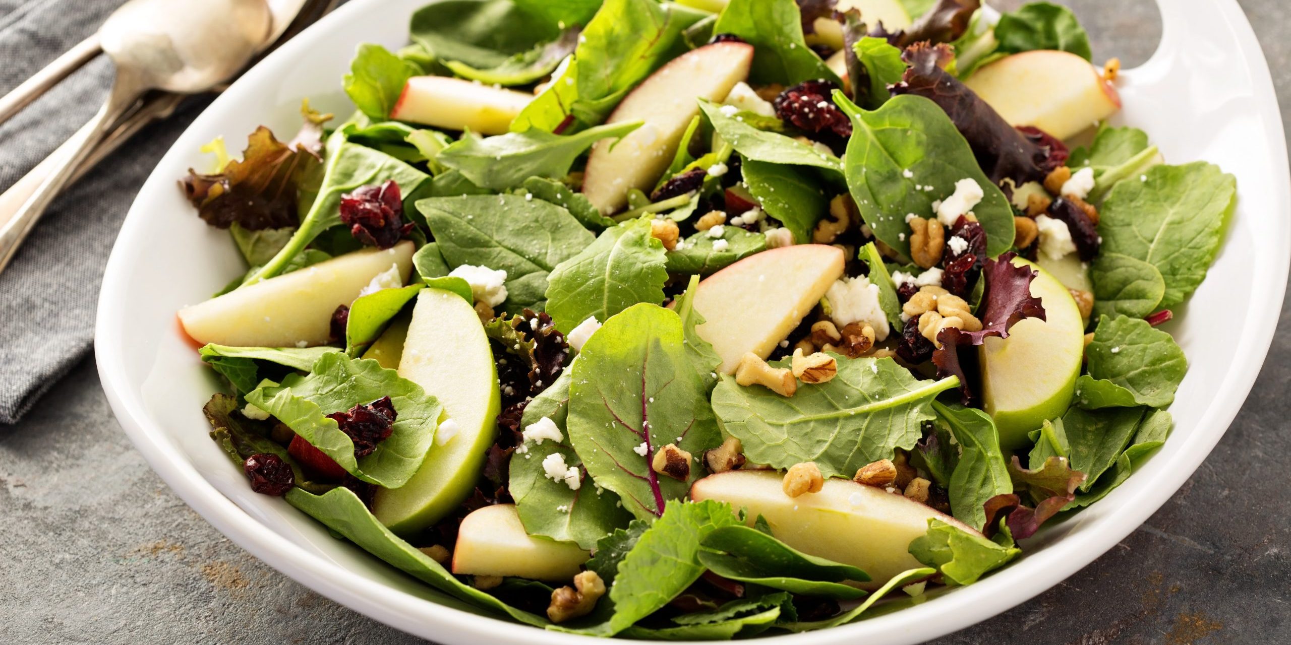Fall salad with spring mix, apple and cranberry
