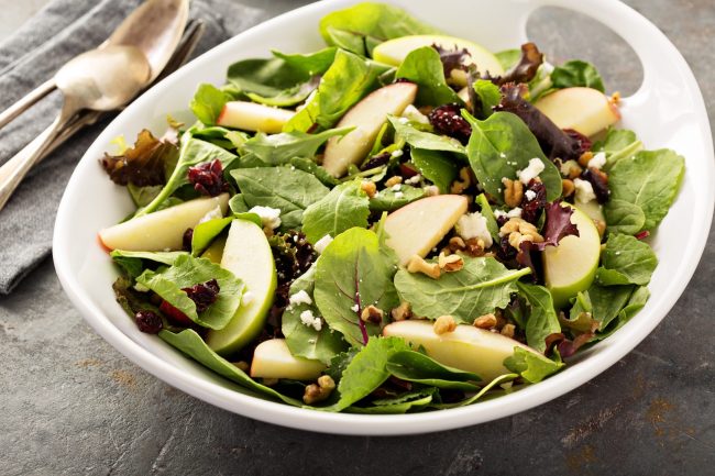 Fall salad with spring mix, apple and cranberry