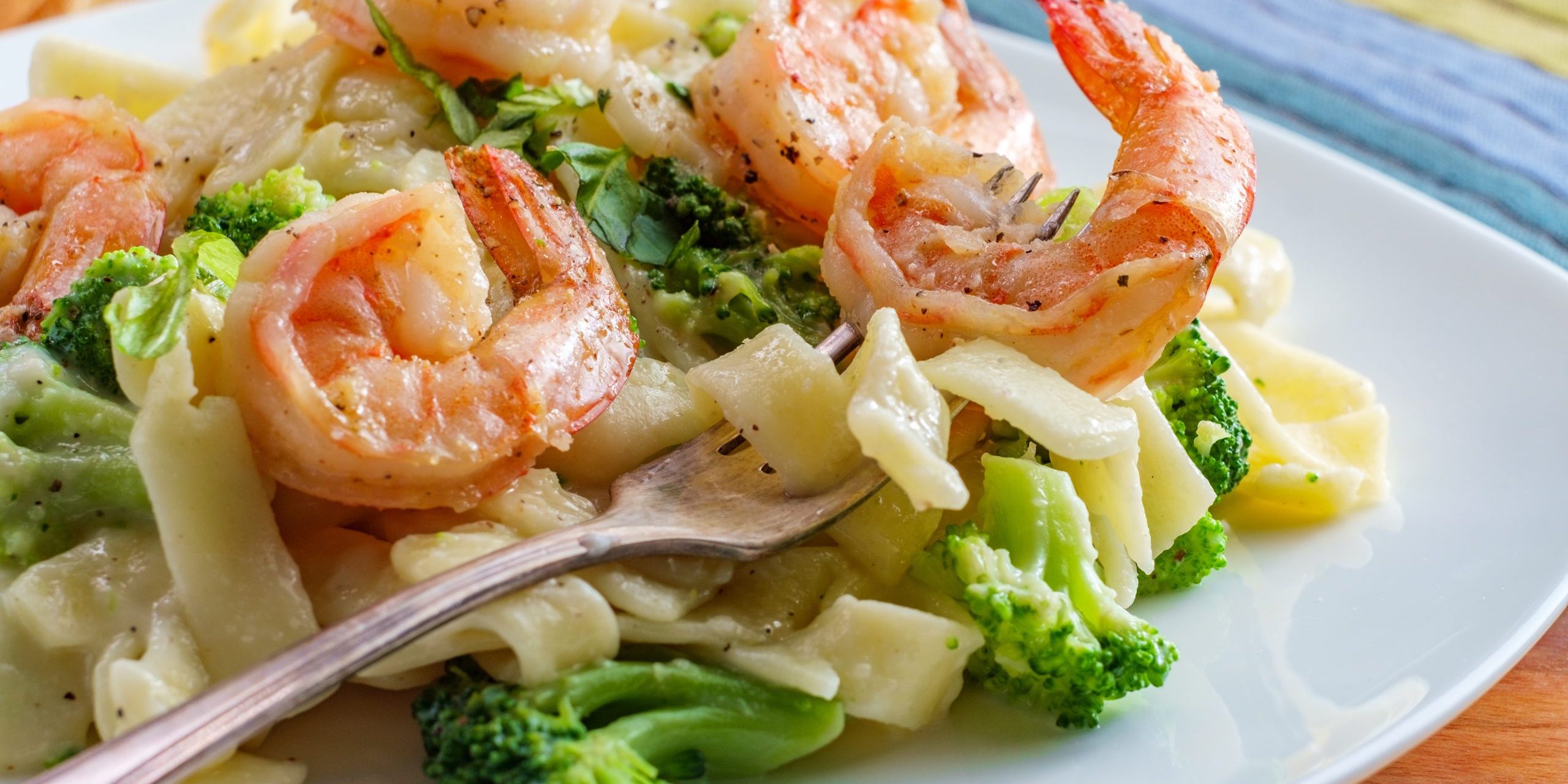 Fettuccine Alfredo Grilled Shrimp