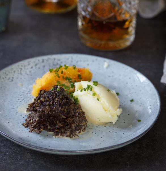 Scottish dish of haggis, neeps and tatties, meal served traditionaly on Burns night