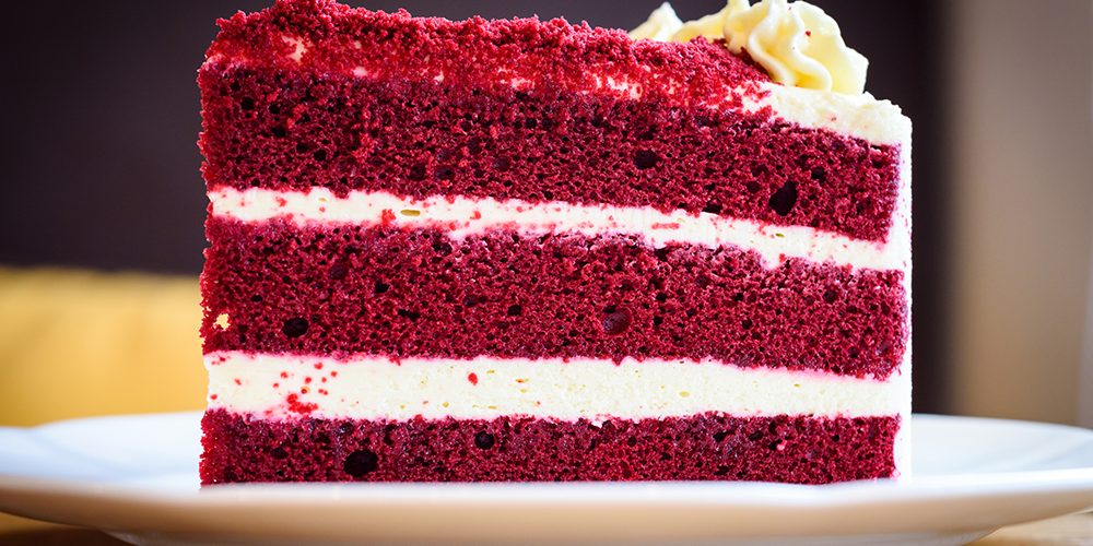 Velvet red cake on white plate