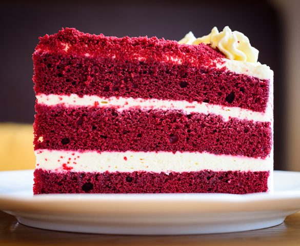Velvet red cake on white plate