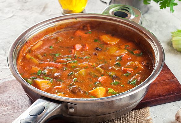 Vegan Irish stew for St. Patrick's Day on a pot