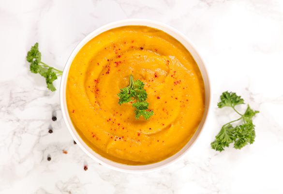 bowl of soup- vegetable soup, carrot, pumpkin