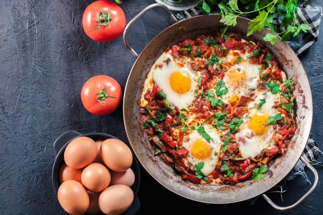 Shakshuka in a frying pan