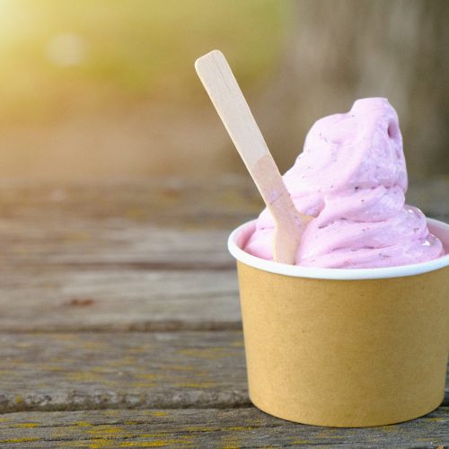 ice cream on wood background