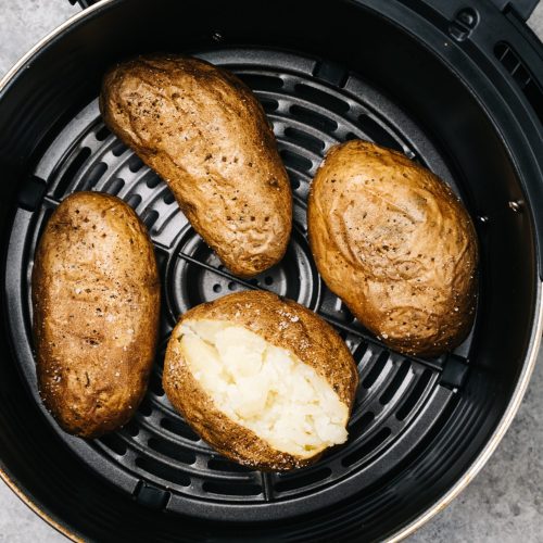 Air fryer baked potatoes after cooking