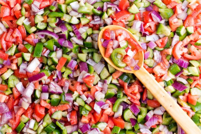 Colorful Turkish shepherd salad background texture