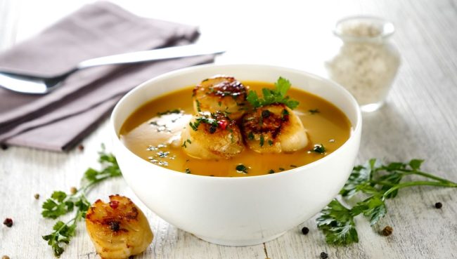 scallops pumpkin soup adobe video stock