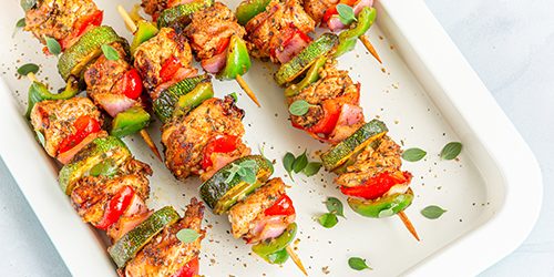 Skewered on Wooden Sticks Greek / Mediterranean Chicken Kebabs G