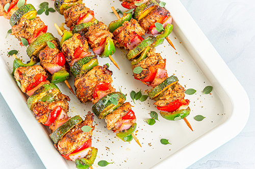 Skewered on Wooden Sticks Greek / Mediterranean Chicken Kebabs G