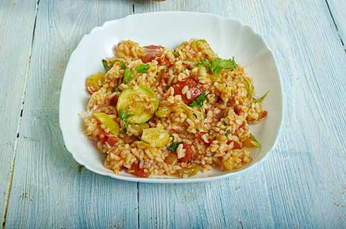 Tomato courgette risotto