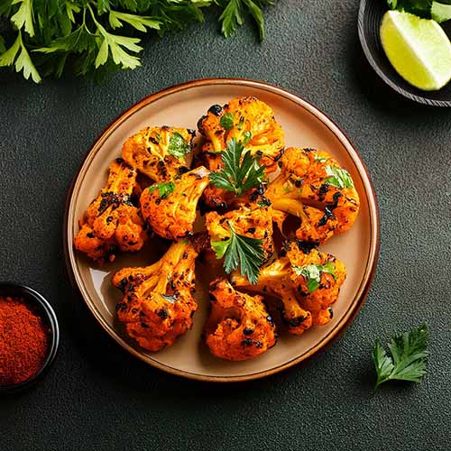 Indian cuisine tandoori gobi or roasted cauliflower