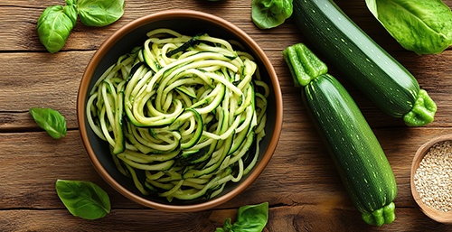 Courgette and spinach noodles