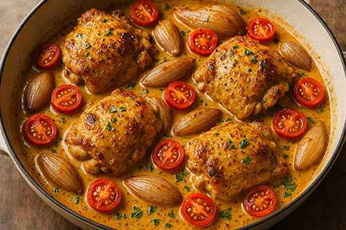 braised chicken and shallots