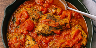 Chicken with mushrooms and tomato