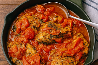 Chicken with mushrooms and tomato