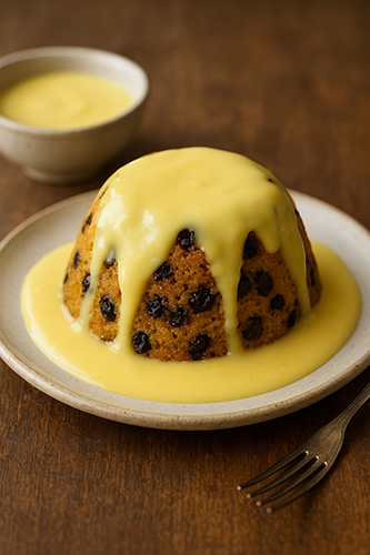 Spotted dick and custard