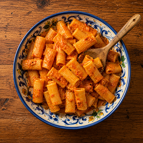 Roast pepper and leek pasta